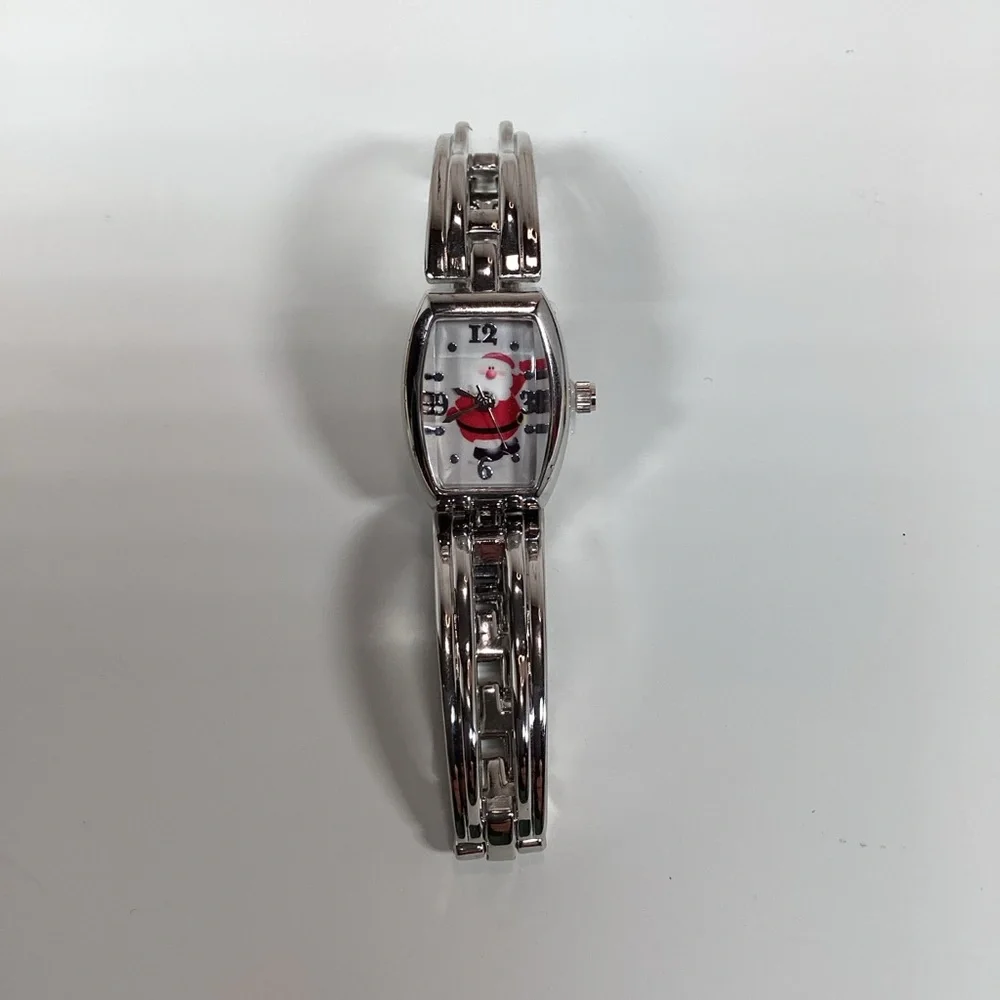 New Santa Watch Silver Adjustable Band, Christmas Red Presentation Box